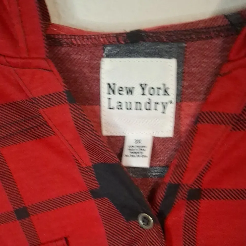 New York Laundry Red and Black Plaid Shirt size 3X NWT